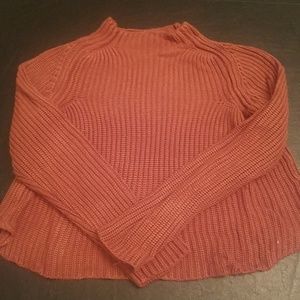 Cable knit crop sweater in rust